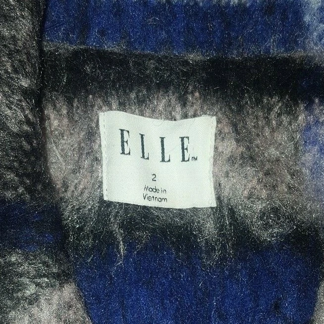 Abrigo para mujer ELLE Aubry púrpura y rosa a cuadros mezcla de lana talla: 2 Foto 4 de 4