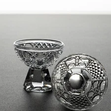 Set of 2 ~ Vintage EAPG Hexagonal Pedestal Clear Glass Open Salt Cellar