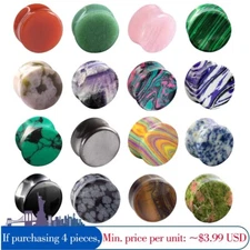 2pcs Saddle Stone Ear Plugs Double Flares Ear Gauges Flesh Tunnels Body Piercing