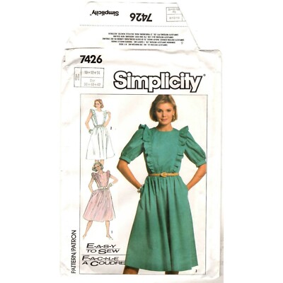 VTG Simplicity 7426 Women's 10-12-14 Pullover Dress w Sleeve Variations Pattern