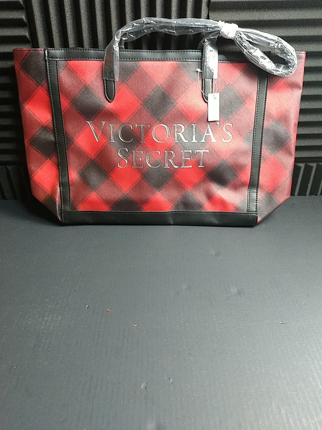 Victoria's Secret Red / Black Checkered Tote Bag image 4