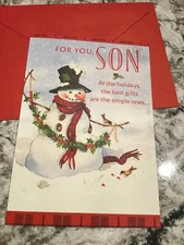 Merry Christmas For You, Son Love Snowman 5”x7” Hallmark Greeting Card