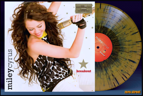 Miley Cyrus Breakout LP auf FARBE VINYL Neu VERSIEGELT Gold/Schwarz SPRITZ - Bild 1 von 3