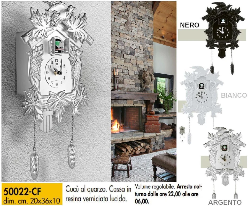 LOWELL OROLOGIO a CUCU' COLORE NERO al QUARZO da MURO UCCELLINO MOBILE e SUONI