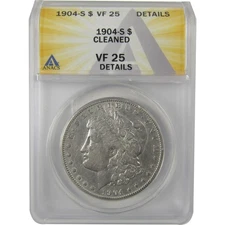 1904 S Morgan Dollar VF 25 Details ANACS Silver $1 Coin SKU:I21136