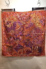 Kyodo HERMES AU FIL DU CARRE Scarf 90 Follow the Scarf Made in France Silk 100