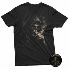 Smoking Grim Reaper Shirt Dark Gothic Skeleton T-Shirt