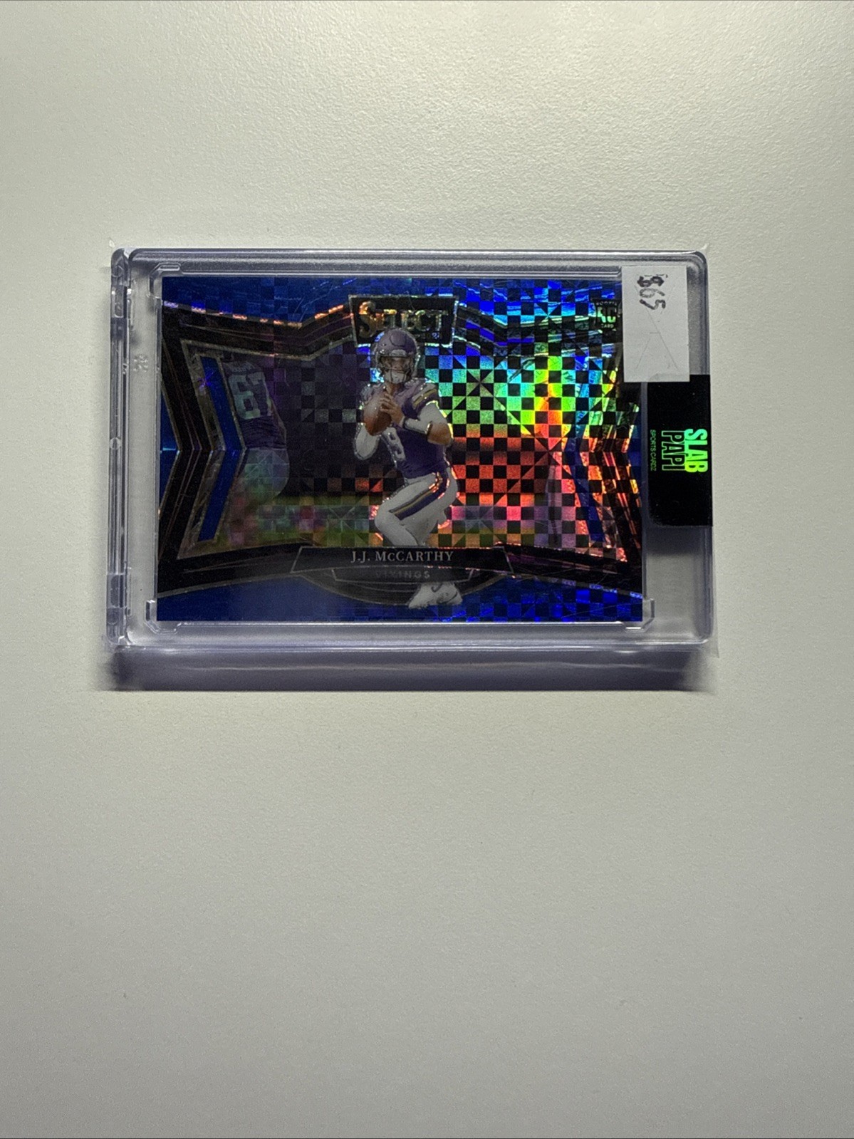 2024 Panini Select Field Level J.J. McCarthy #441 Blue Prizm /75 (RC)