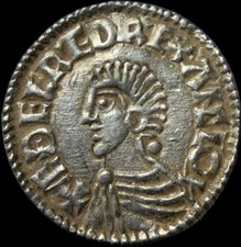 Aethelred II Hammered Saxon Penny Long Cross type Aelfwine on Chichester EF