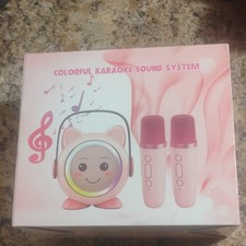 All-in-one Karaoke System BF888 Pink 2 Wireless Mics Magic Voice Effects