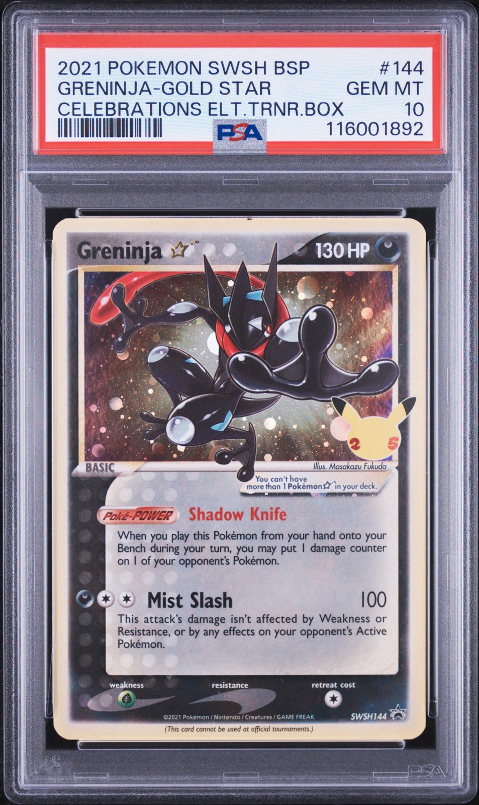 2021 POKEMON SWSH CELEBRATIONS ELITE TRAINER BOX #144 GRENINJA-GOLD STAR PSA 10