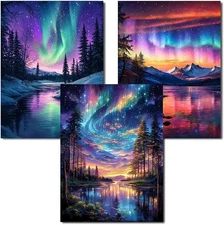 3 Pack Diamond Art Kits for Adults, Aurora Diamond Painting Kits for Adults Begi