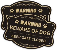 2-Pack Beware of Dog Signs for Fence, 10 X 7 Inches Keep Gate Closed Sign,Reflec