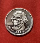 1 Gram Solid Silver Skeleton Round! Fine .999 Pure Silver!
