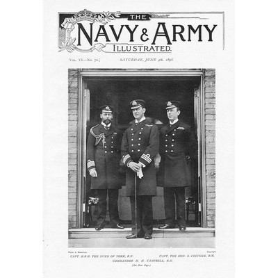 HRH Duke of York, Commander HH Campbell & Captain S Colville Antique Print 1898