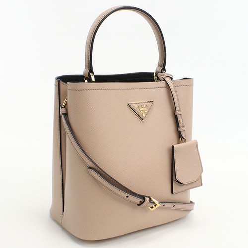 Used Excellent Condition PRADA Handbag 1BA212 2WAY Pannier Women s Beige
