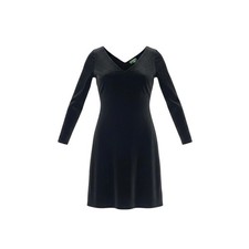 Lauren Ralph Lauren Velvet Dress Black Long Sleeve Petite M V-Neck Holiday Party