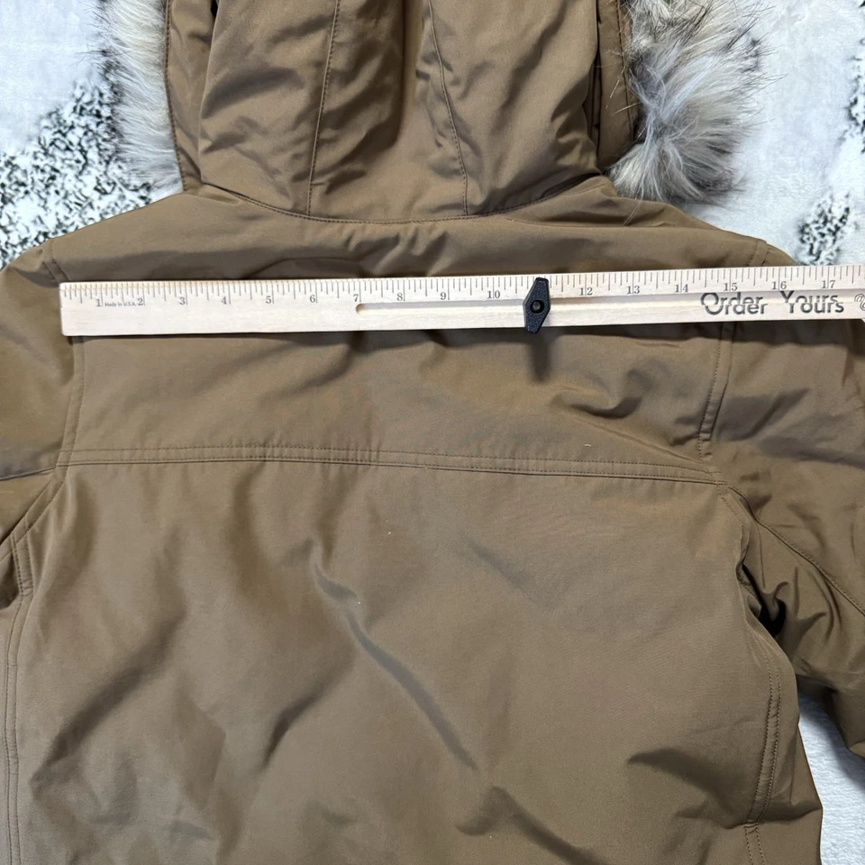 Crewcuts Coat Boys Size 12 Brown Faux Fur Hooded Down Long Sleeve Winter Jacket - Image 3 of 4