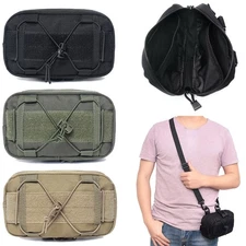 Tactical Molle Pouch Horizontal Admin EDC Utility Tool Bag with Shoulder Strap
