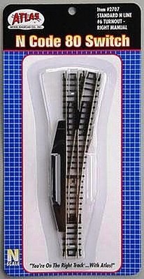 Atlas Code 80 #6 Switch Manual RH Black - N Scale Nickel Silver Model Train