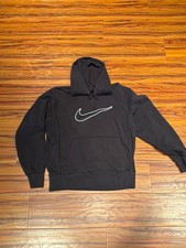 Men's Nike Sportswear Big Swoosh Embroidered Black Hoodie Pullover Sweatshirt S