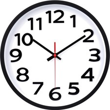 Wanduhr 30cm leise groß Ziffern modern Quarz Kunststoff schwarz