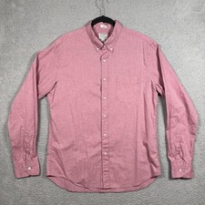 J Crew Secret Wash Shirt Mens Large Red Slim Fit Button Down Organic Cotton