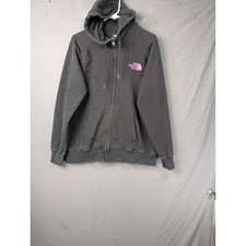 The North Face Womens Black Pink Box Logo Full Zip Hoodie Size L