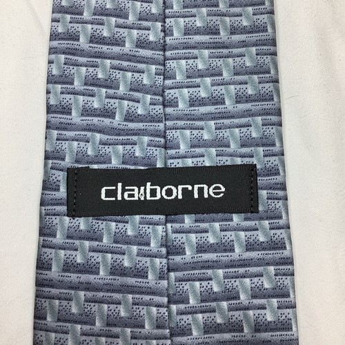 Claiborne Silk Necktie Blue Geometric Mens Wear