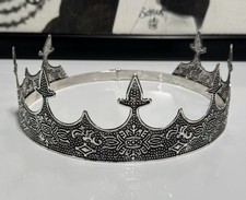 Adjustable Medieval King Crown   Silver Tone Costume Crown