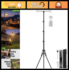 Height Adjustable Camping Lantern Tripod Stand - 2-Hook Hanger for Outdoor RV/Te