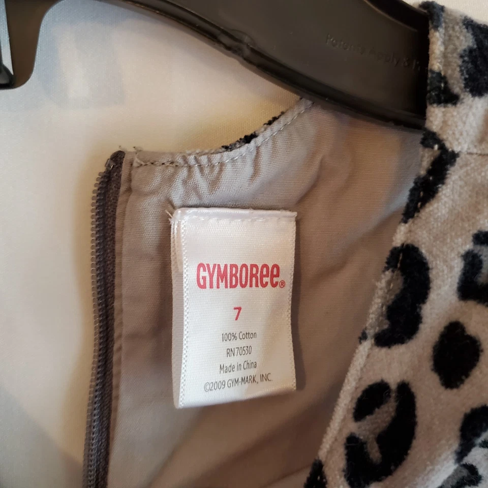 Vestido Gymboree Niñas Talla 7 Gris Leopardo KITTY Jersey Sin Mangas Pana Foto 3 de 4