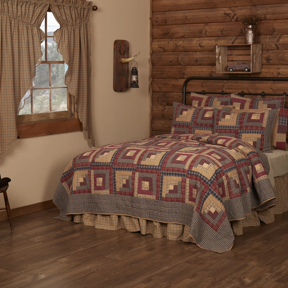 Rustic Luxury King Quilt Red Patchwork Millsboro Cotton Bedroom Decor VHC Brands - Image 2 of 4