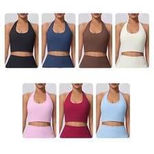 Women's Halter Neck Polyester Sports Bra for Yoga Fitness and Vacation