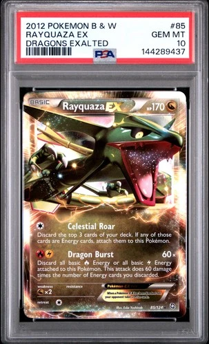 2012 POKEMON B&W DRAGONS EXALTED #85 RAYQUAZA EX PSA 10