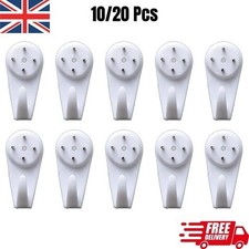 10pcs  Heavy Duty Hard Wall Hanging Hooks Strong White Nail Fixing Picture Hook