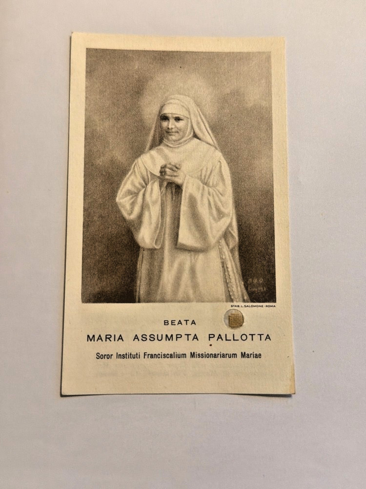 Santino reliquia della Beata Maria Assunta Pallotta
