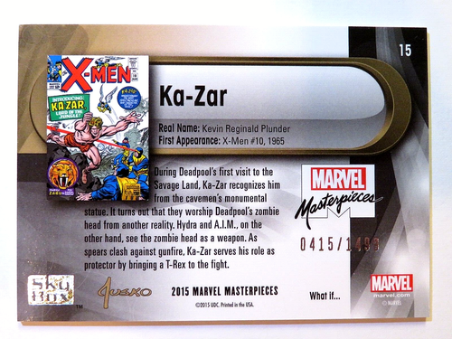 2016 Joe Jusko Marvel Masterpieces Ka-Zar What If Card #15 Tier 1 415/1499 - Picture 2 of 2