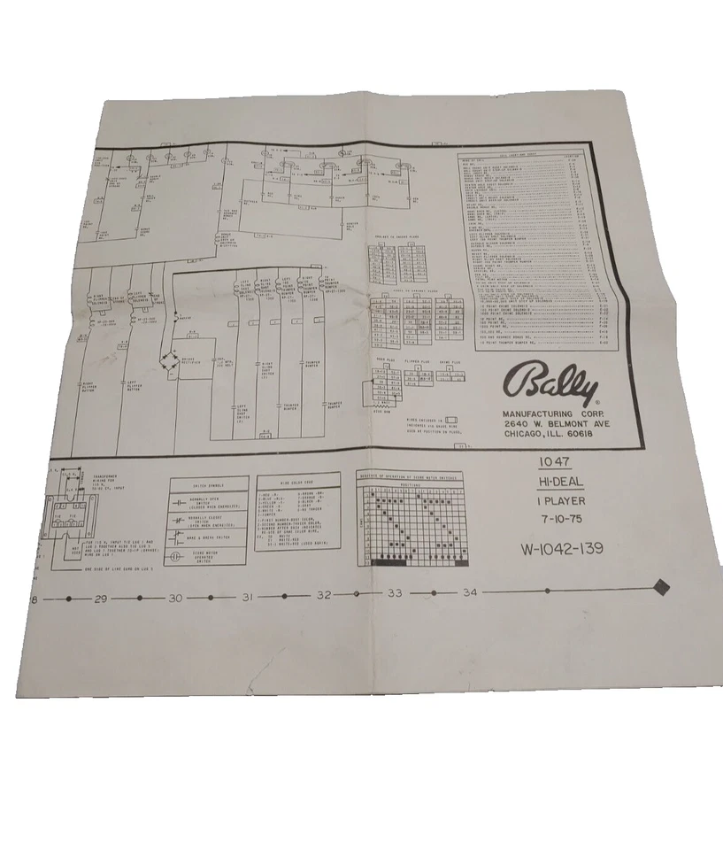Hi-Deal Pinball Machine Manual & Schematics - Bally - Image 4 of 4