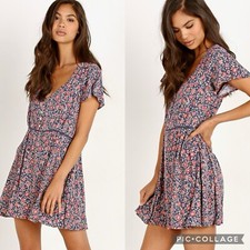 Spell & The Gypsy Jasmine 90’ FLORAL Mini A-Line Dress Navy Blue XS SOLD OUT!