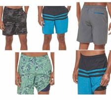 Kirkland Signature Men's Swim Shorts Built In Brief Zipper Pocket