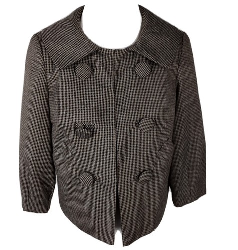 larry levine Womans Sz 4p Brown & Black Small Check Lt Weight Jacket S91 - Afbeelding 1 van 14