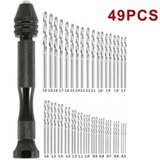 49Pcs Micro Hand Twist Drill Bits Precision Pin Vise Set Mini Rotary Tools Kit