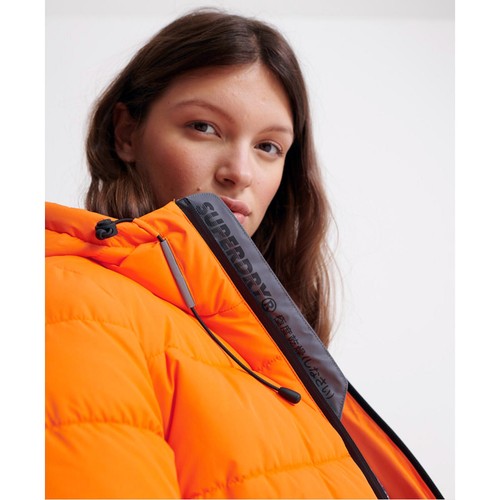 New Womens Superdry Spirit Icon Puffer Jacket in Exuberance Orange XXSmall UK6 - Picture 5 of 9