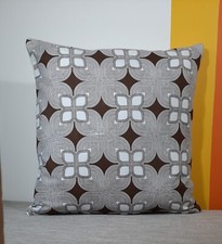 70s geometric monochrome, cushion cover, white brown