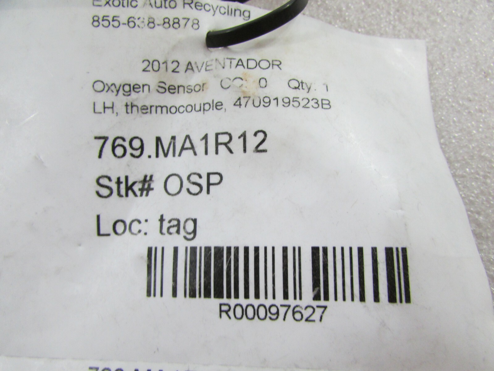 Lamborghini Aventador, LH, Left Thermocouple, Used, P/N 470919523B