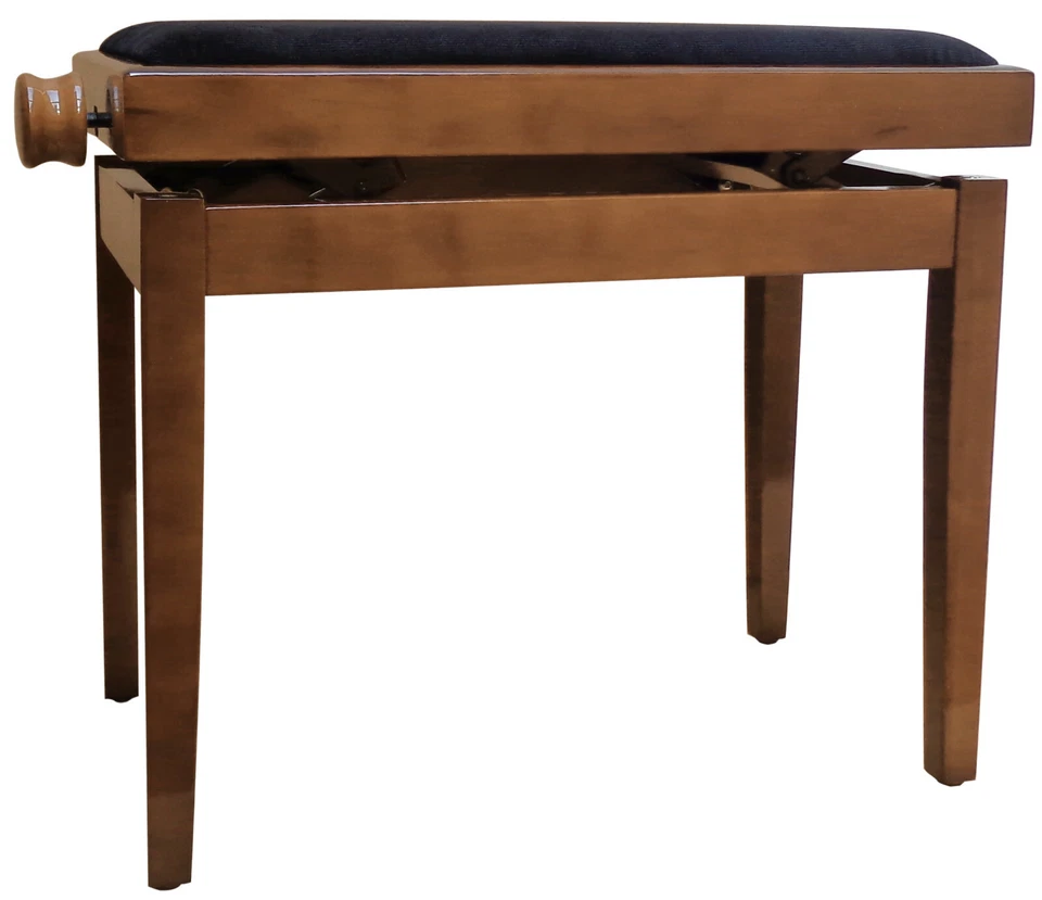 KLAVIERBANK - PIANO HOCKER STUHL - WALNUSS BRAUN - CORDPOLSTER SCHWARZ - KL3 - Bild 2 von 3