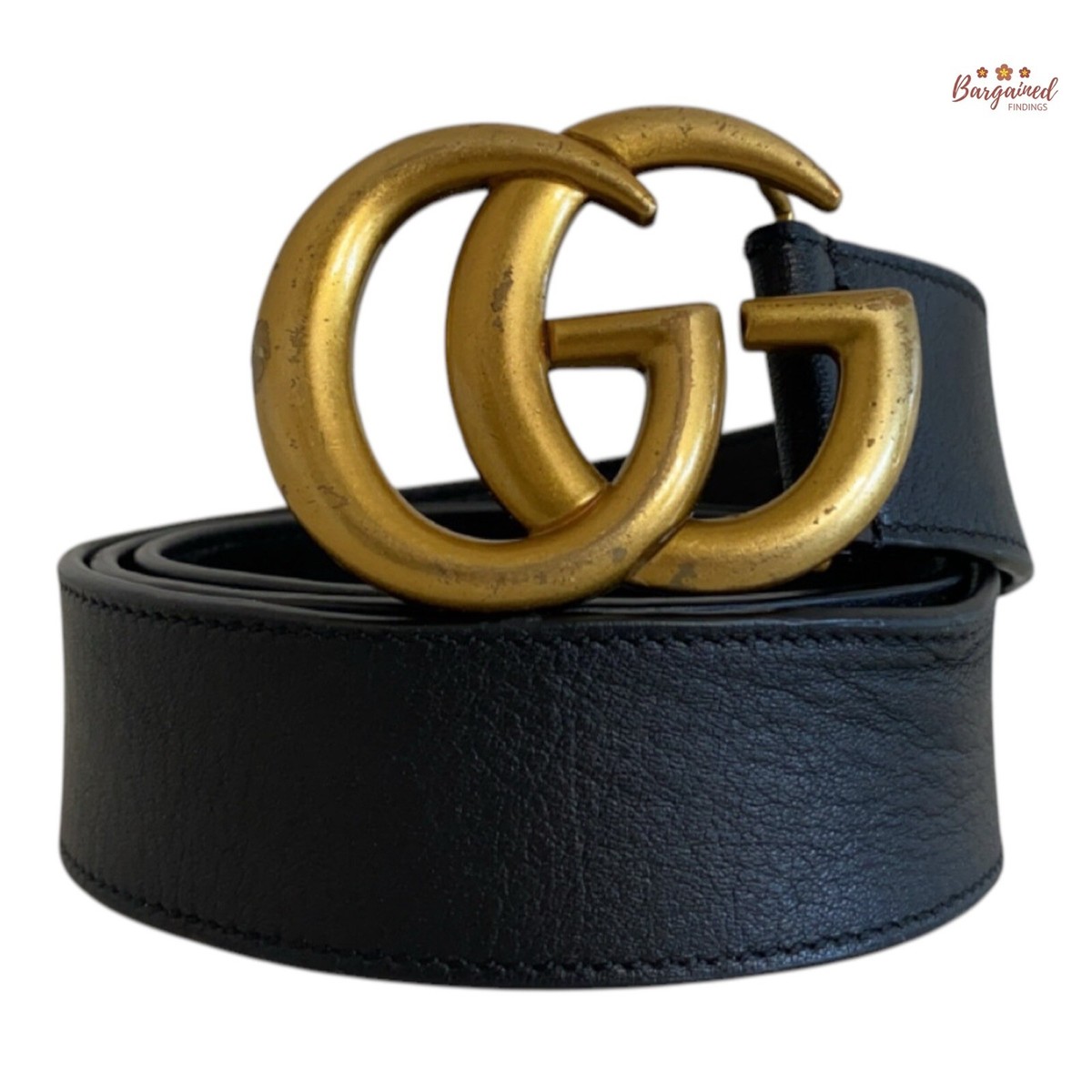 Authentic Gucci Black Smooth Calfskin Leather Gold Double G  display picture 1
