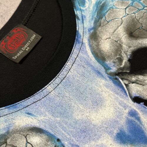 T-shirt manica corta Spiral All Over Print Skulls Y2K Hype AOP VTG vintage an... - Foto 6 di 11