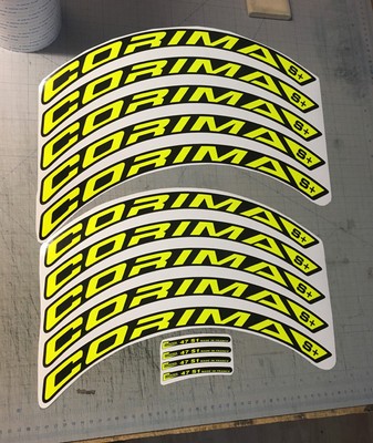 cerchi carbonio CORIMA S+ giallo fluo - adesivi/adhesives/stickers/decal |  eBay